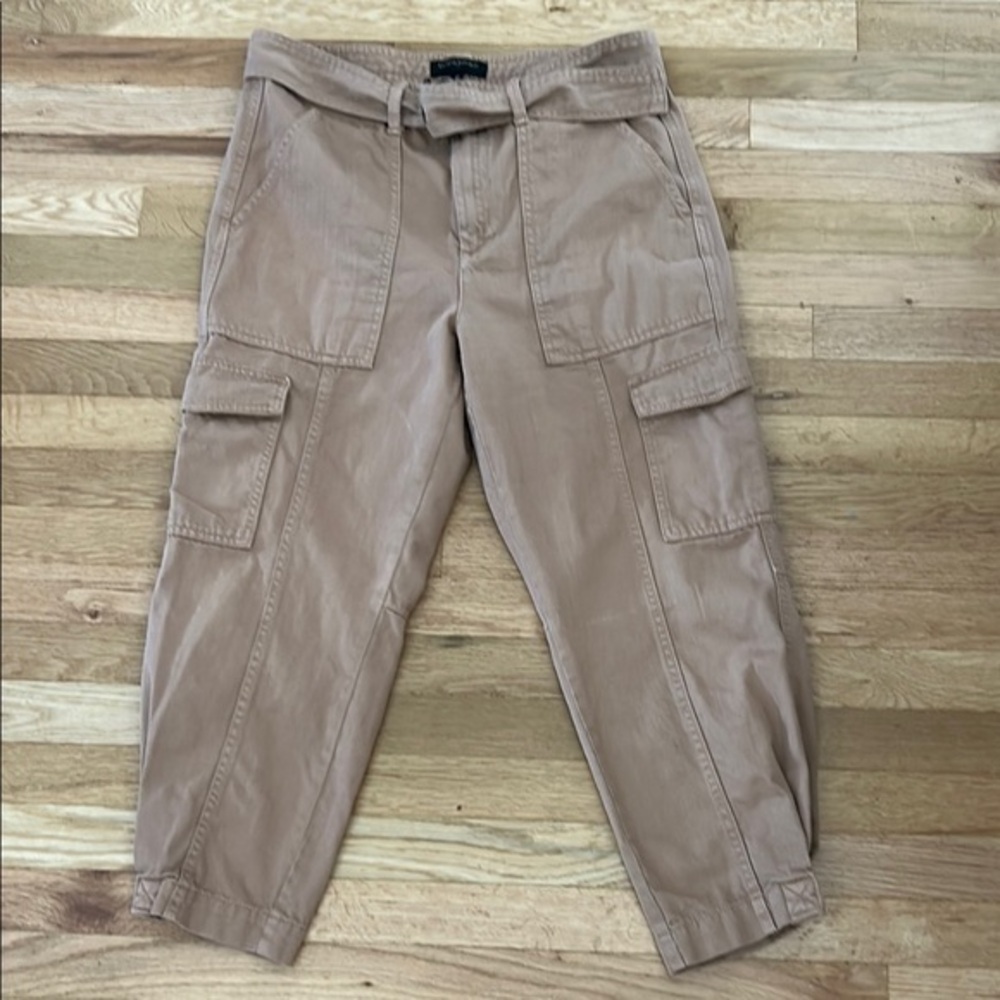 Banana Republic Brown Belted Cargo Pants  100% Cotton Cropped Ankle